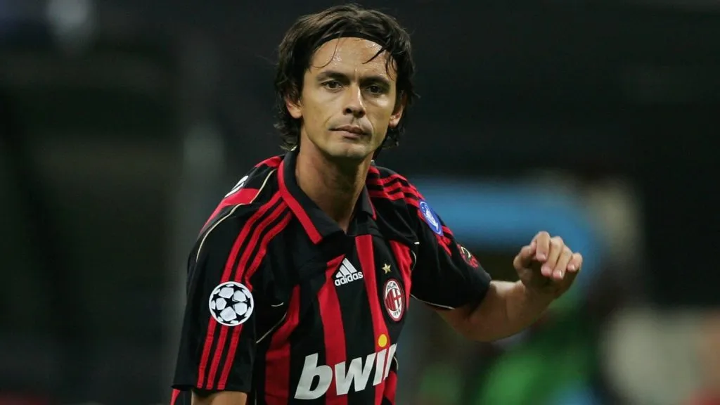Filippo Inzaghi of AC Milan during the UEFA Champions League Group H match between AC Milan and AEK Athens at the Giuseppe Meazza Stadium on September 13, 2006. (Source: Alex Livesey/Getty Images)