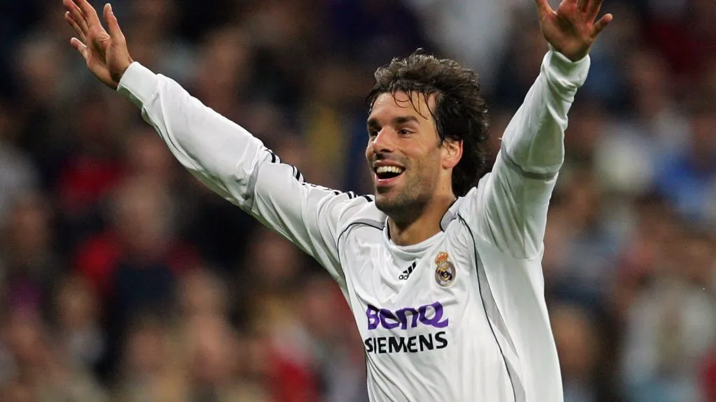 Ruud van Nistelrooy of Real Madrid celebrates after Real’s first goal against Steaua Bucharest during the UEFA Champions League Group E in 2006. (Source: Denis Doyle/Getty Images)