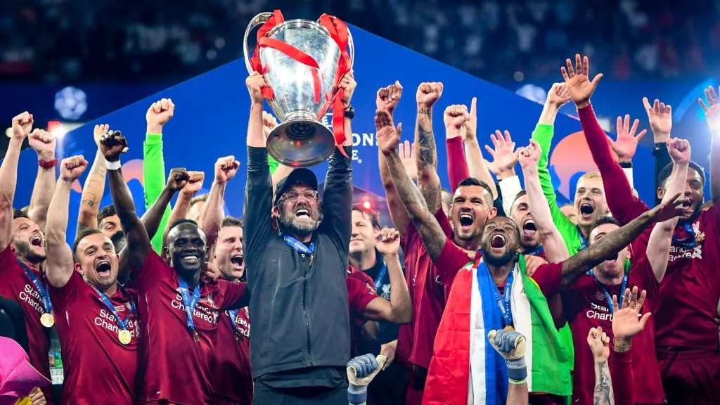 Jurgen Klopp, Manager of Liverpool celebrates with the Champions League Trophy after winning the UEFA Champions League Final in 2019. (Source: Michael Regan/Getty Images)