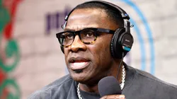 Former NFL player Shannon Sharpe is seen on the set of The NFL Network along Radio Row on February 05, 2025 in New Orleans, Louisiana.