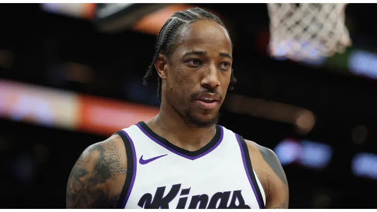 DeMar DeRozan #10 of the Sacramento Kings during the first half of the NBA game at PHX Arena on March 14, 2025 in Phoenix, Arizona.