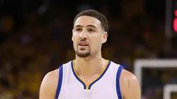 Klay Thompson #11 of the Golden State Warriors stands on the court during their game against the Portland Trail Blazers during Game Two of the Western Conference Semifinals during the 2016 NBA Playoffs