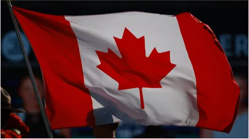 A Canada flag flies