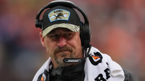 Head coach Dan Campbell of the Detroit Lions while playing the Cleveland Browns at FirstEnergy Stadium on November 21, 2021 in Cleveland, Ohio.