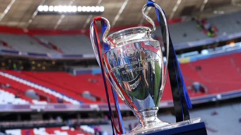 A detailed view of the UEFA Champions League trophy