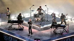Linkin Park during the pre match ceremony prior to the UEFA Champions League Final 2025 between Paris Saint-Germain and FC Internazionale Milano.