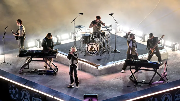 Linkin Park during the pre match ceremony prior to the UEFA Champions League Final 2025 between Paris Saint-Germain and FC Internazionale Milano.