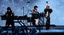 Emily Armstrong, Lead Singer of Linkin Park, preforms, as a pyrotechnical display takes place prior to the UEFA Champions League Final 2025 between Paris Saint-Germain and FC Internazionale Milano.