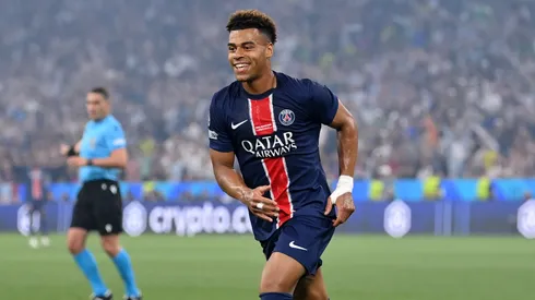 Desire Doue of Paris Saint-Germain celebrates scoring his team's second goal during the UEFA Champions League Final 2025