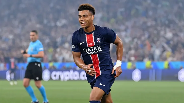 Desire Doue of Paris Saint-Germain celebrates scoring his team's second goal during the UEFA Champions League Final 2025