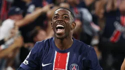 Ousmane Dembele of Paris Saint-Germain celebrates a goal in the UEFA Champions League Final.