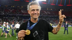 Luis Enrique, Head Coach of Paris Saint-Germain, poses for a photo with his winners medal, after their team's victory, to secure Paris Saint-Germain's first ever UEFA Champions League title.
