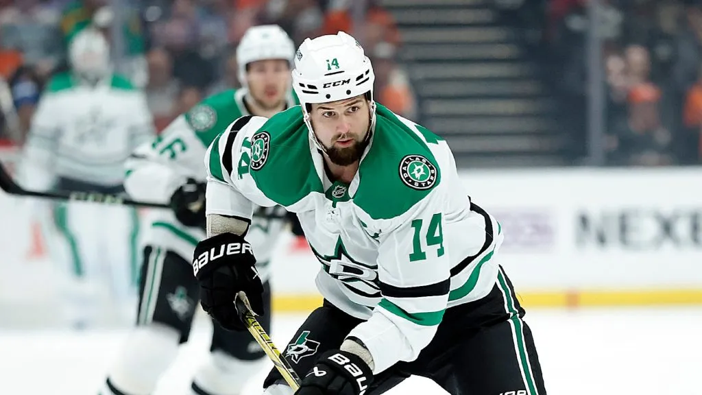 Jamie Benn #14 of the Dallas Stars at Honda Center on February 04, 2025 in Anaheim, California.