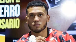 David Benavidez shadowboxes as he works out at Pound 4 Pound Gym on January 09, 2025 in Las Vegas, Nevada.