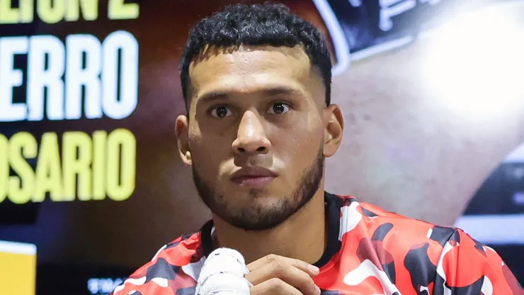 David Benavidez shadowboxes as he works out at Pound 4 Pound Gym on January 09, 2025 in Las Vegas, Nevada.