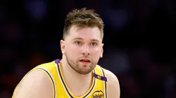 Luka Doncic #77 of the Los Angeles Lakers dribbles during a 103-96 loss to the Minnesota Timberwolves in Game Five of the Western Conference First Round NBA Playoffs