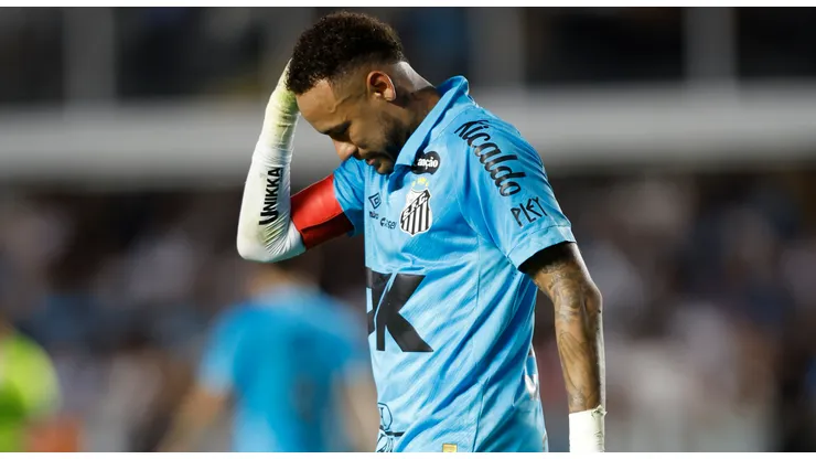 Neymar of Santos reacts after a red card during a match between Santos and Botafogo as part of Brasileirao 2025 at Urbano Caldeira Stadium (Vila Belmiro) on June 01, 2025 in Santos, Brazil.