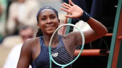 Coco Gauff of United States greets the crowd after her victory over Ekaterina Alexandrova in the Women's Singles Fourth Round match on Day Nine of the 2025 French Open at Roland Garros on June 02, 2025 in Paris, France.