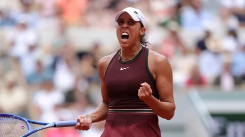 Madison Keys celebrates her win at the 2025 French Open
