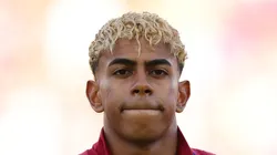 Lamine Yamal of FC Barcelona looks on prior to the La Liga EA Sports match between FC Barcelona and Villarreal CF