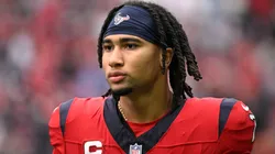 C.J. Stroud #7 of the Houston Texans looks on during a game against the Jacksonville Jaguars at NRG Stadium on November 26, 2023 in Houston, Texas.