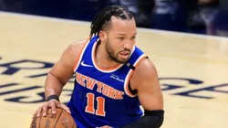 Jalen Brunson #11 of the New York Knicks handles the ball during the first quarter against the Indiana Pacers in Game Six of the Eastern Conference Finals of the 2025 NBA Playoffs