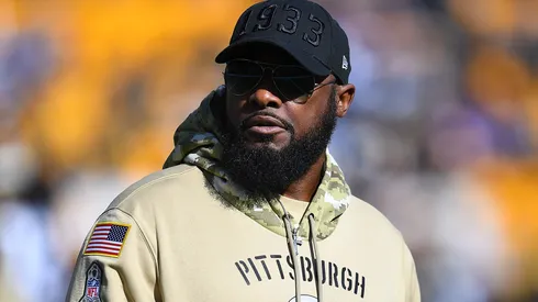 Head coach Mike Tomlin of the Pittsburgh Steelers looks on during warmups prior to the game against the Indianapolis Colts at Heinz Field on November 3, 2019 in Pittsburgh, Pennsylvania.