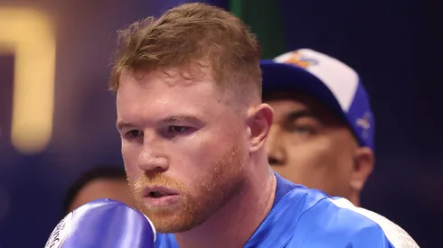 Canelo Alvarez ahead of their super middleweight fight against William Scull on the Fatal Fury City of Wolves card at ANB Arena on May 03, 2025 in Riyadh, Saudi Arabia.