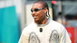 Justin Jefferson looks on in the Paddock during previews ahead of the F1 Grand Prix of Miami at Miami International Autodrome on May 01, 2025 in Miami, Florida.