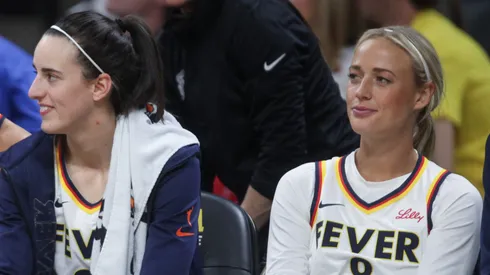 Caitlin Clark and Sophie Cunningham of the Indiana Fever