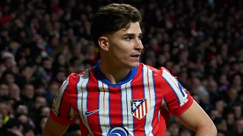 Julián Álvarez of Atletico de Madrid looks on during a game.