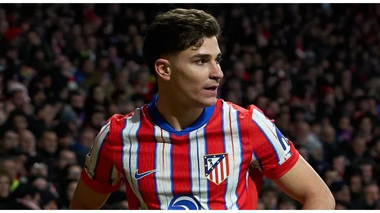 Julián Álvarez of Atletico de Madrid looks on during a game.