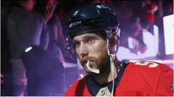 Sam Bennett #9 of the Florida Panthers heads out for the game against the Carolina Hurricanes in Game Three of the Eastern Conference Final of the 2025 Stanley Cup Playoffs at Amerant Bank Arena on May 24, 2025 in Sunrise, Florida.