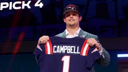 Offensive Tackle Will Campbell of LSU poses after being selected fourth overall pick by the New England Patriots during the first round of the 2025 NFL Draft at Lambeau Field on April 24, 2025 in Green Bay, Wisconsin.