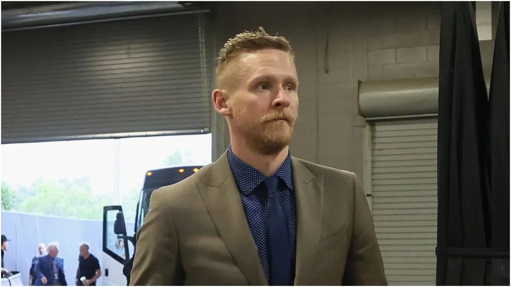 Corey Perry #90 of the Edmonton Oilers arrives to play against the Florida Panthers in Game One of the 2024 Stanley Cup Final at Amerant Bank Arena on June 08, 2024 in Sunrise, Florida.