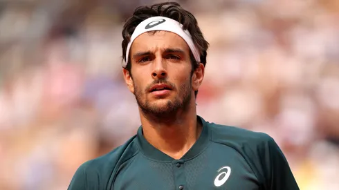 Lorenzo Musetti of Italy looks on against Frances Tiafoe of United States during the Men's Singles Quarter Final match on Day Ten of the 2025 French Open