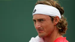 Juan Carlos Ferrero of Spain looks on during a break in his match against Guillermo Canas of Argentina during day four at the 2007 Sony Ericsson Open.