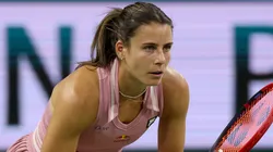 Emma Navarro plays Donna Vekic of Croatia during the BNP Paribas Open at Indian Wells Tennis Garden on March 10, 2025.