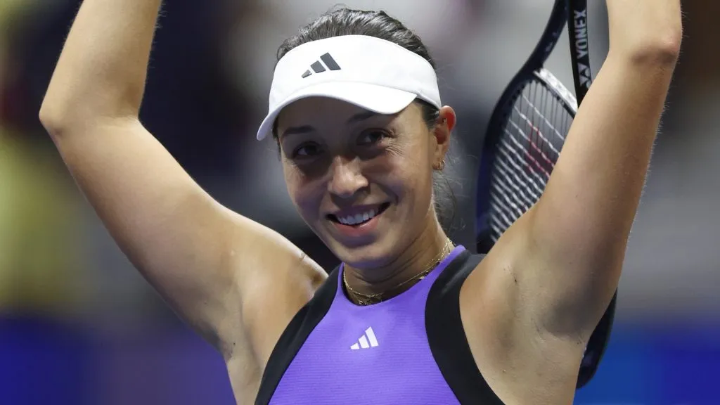 Jessica Pegula celebrates match point against Karolina Muchova of the Czech Republic during their Women’s Singles Semifinal match on Day Eleven of the 2024 US Open. (Source: Jamie Squire/Getty Images)