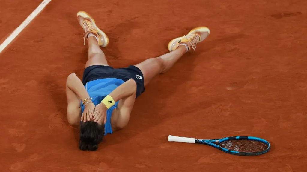 Lois Boisson celebrates reaching the 2025 French Open semifinals (&nbsp;Clive Brunskill/Getty Images)