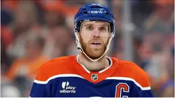 Connor McDavid #97 of the Edmonton Oilers looks on against the Dallas Stars during the third period in Game Three of the Western Conference Final of the 2025 Stanley Cup Playoffs at Rogers Place on May 25, 2025 in Edmonton, Alberta.