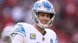 Jared Goff #16 of the Detroit Lions reacts prior to a game against the San Francisco 49ers in the NFC Championship Game at Levi's Stadium on January 28, 2024 in Santa Clara, California.