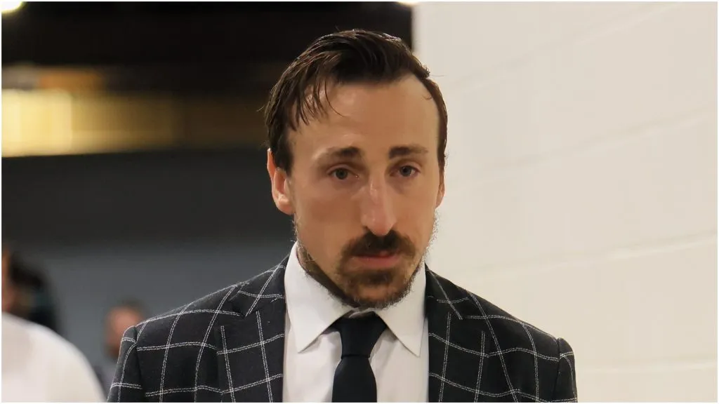 Brad Marchand #63 of the Florida Panthers arrives for the game against the Carolina Hurricanes in Game Five of the Eastern Conference Final of the 2025 Stanley Cup Playoffs at Lenovo Center on May 28, 2025 in Raleigh, North Carolina.
