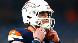 Bo Nix #10 of the Denver Broncos warms up prior to the game against the Cleveland Browns at Empower Field At Mile High on December 02, 2024 in Denver, Colorado.