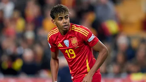 Lamine Yamal of Spain looks on during a match vs Netherlands