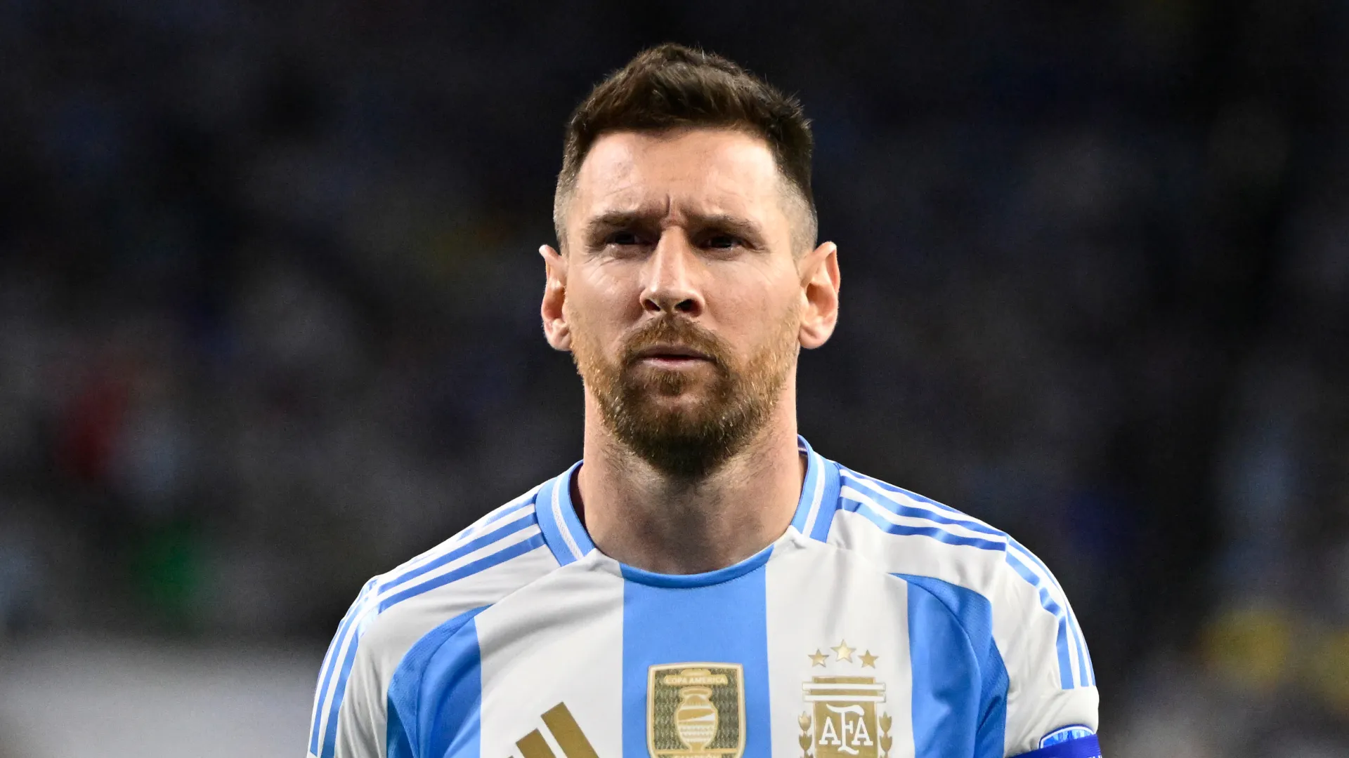 Lionel Messi prior to a game with Argentina