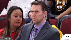 Interim Head Coach Joe Sacco of the Boston Bruins looks on against the Chicago Blackhawks during the third period at the United Center on December 04, 2024 in Chicago, Illinois.