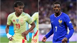 Lamine Yamal and Ousmane Dembele playing the UEFA Nations League