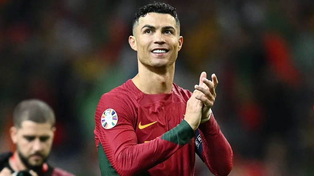 Cristiano Ronaldo of Portugal applauds the fans after the UEFA EURO 2024 European qualifier match between Portugal and Slovakia at Estadio do Dragao on October 13, 2023. (Source: Octavio Passos/Getty Images)