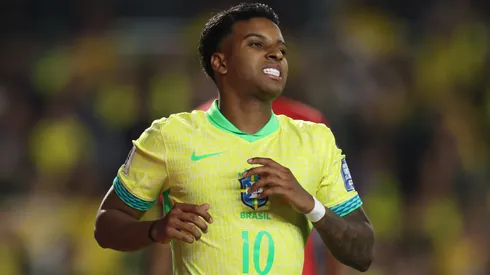 Rodrygo of Brazil reacts during the South American FIFA World Cup 2026 Qualifier match between Brazil and Ecuador.